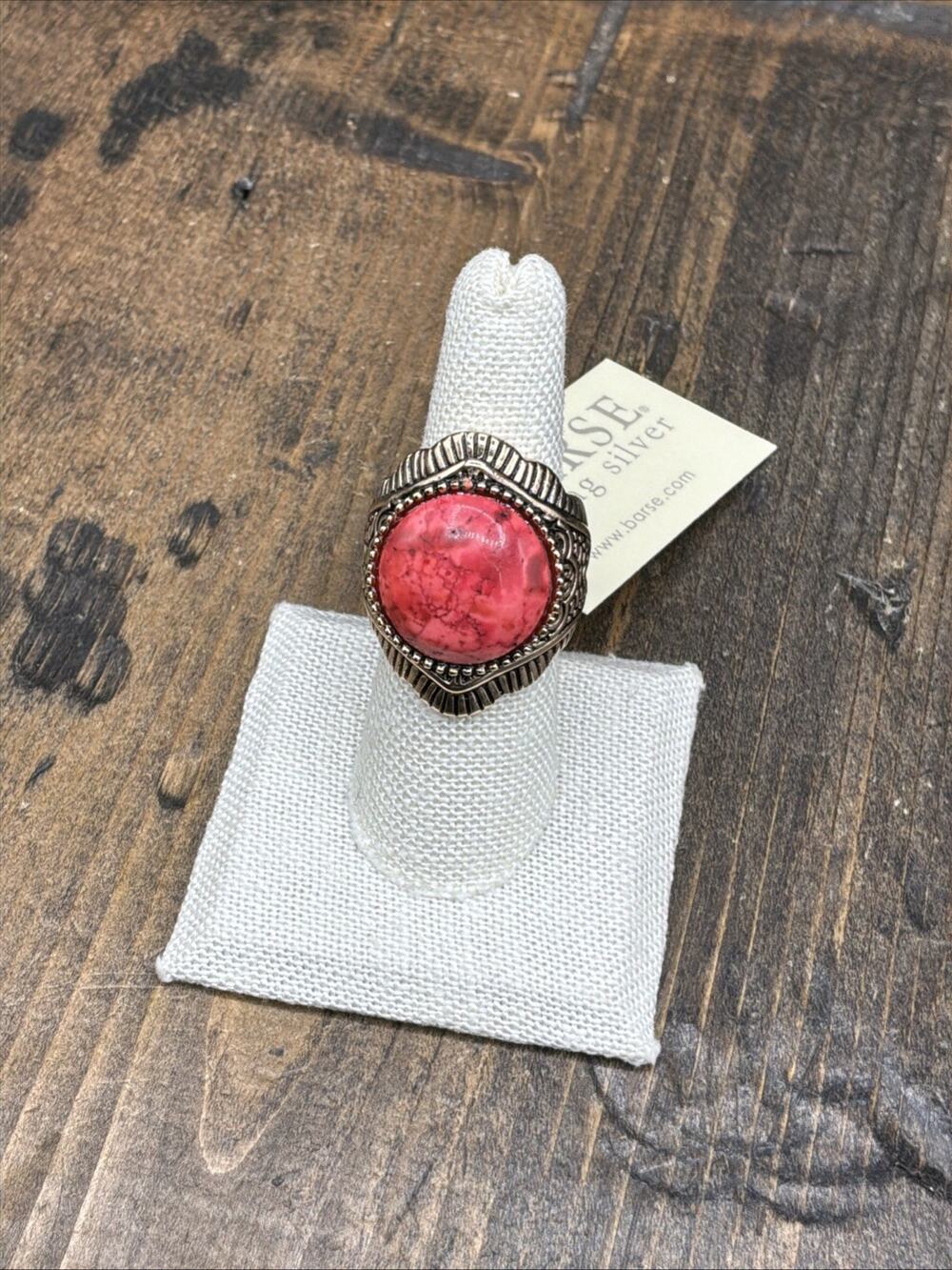 Barse Endeavor Ring- Red Magnesite-Bronze- 8- NWT